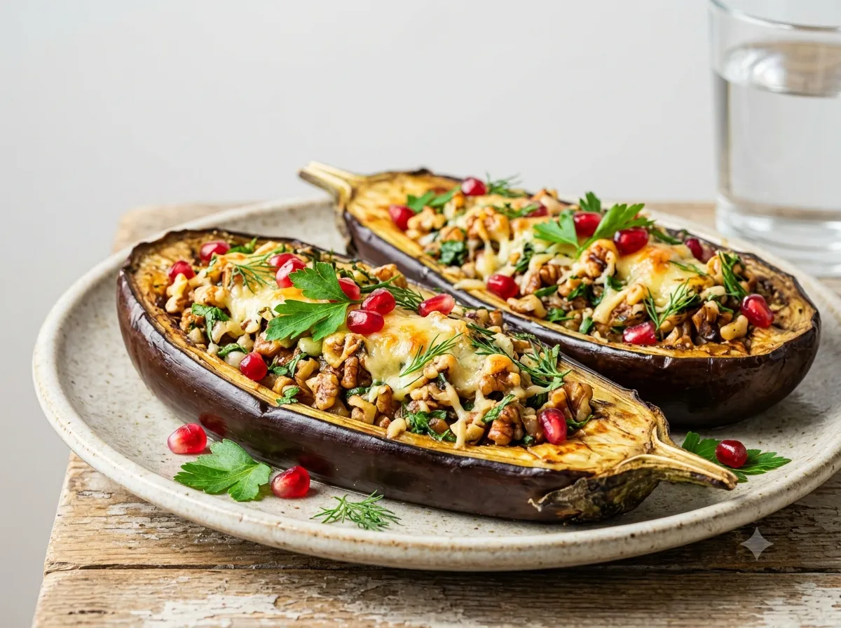 Запеченные монастырские баклажаны с орехами и сыром