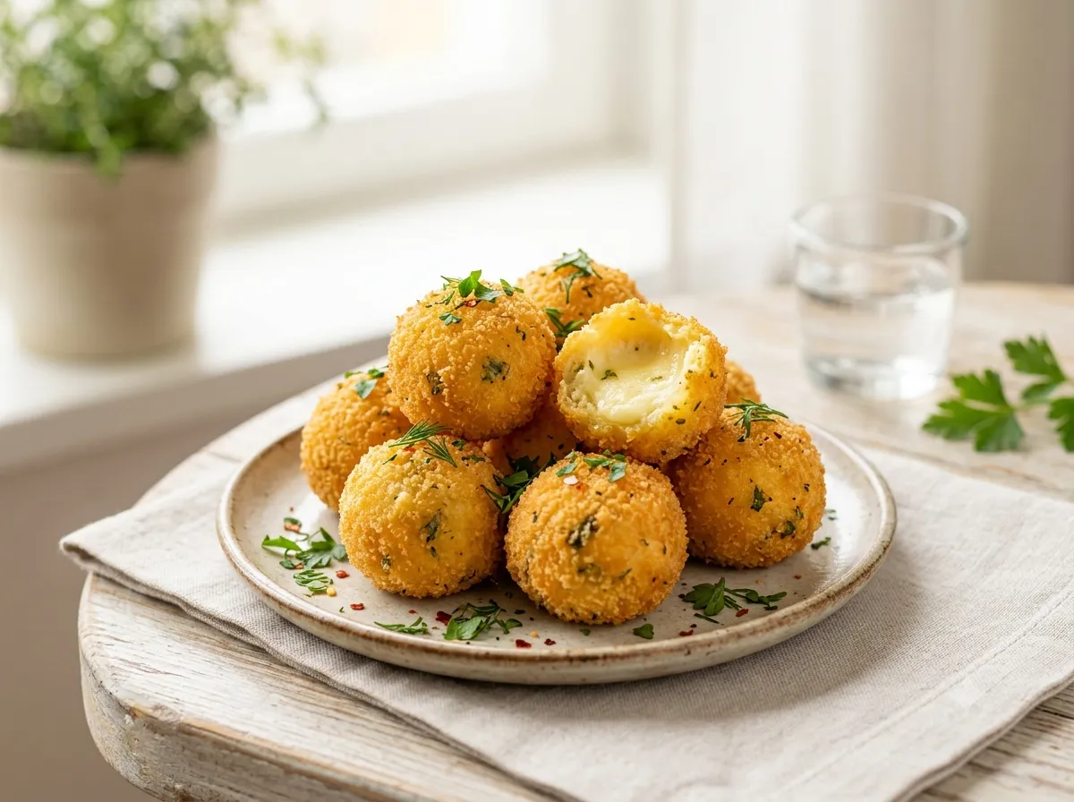 Сырные шарики с чесноком и зеленью